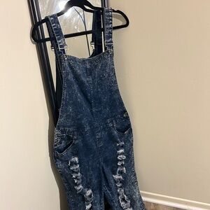 Denim Overalls Ripped Jean